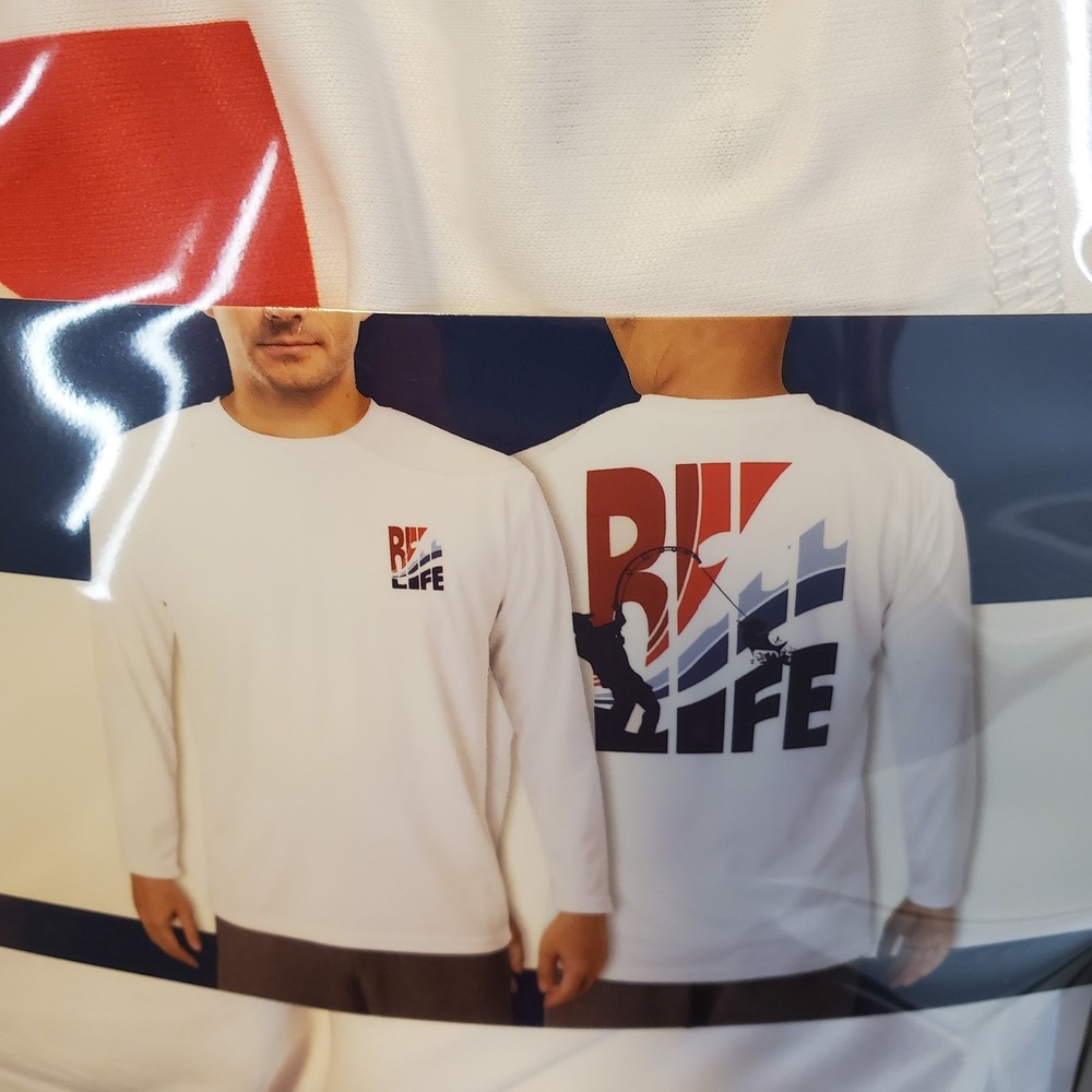 Reel Life UV Shirt Mens XXLarge White Long Sleeve UPF 50+ Fishing Jax Beach NEW!